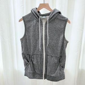 BDG Urban Outfitters Full Zip Hooded Cotton Vest - Gray